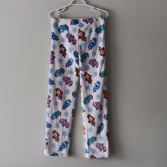 NEW Care Bears Christmas Fleece Pajama Pants Drawstring White Pink Blue Medium - Picture 11 of 12